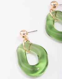 Gold & Green Wavy Donut Drop Earrings - link has visual effect only