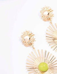 Gold Statement Sun Gem Drop Earrings - link has visual effect only