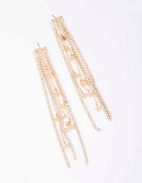 Gold Diamante Cup Chain Star Drop Earrings - link has visual effect only