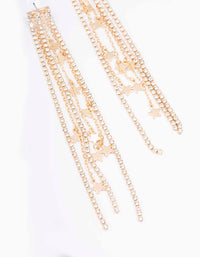 Gold Diamante Cup Chain Star Drop Earrings - link has visual effect only