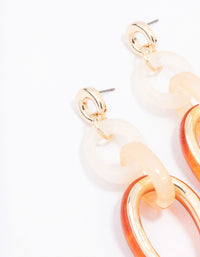 Gold Mixed Circle Link Drop Earrings - link has visual effect only