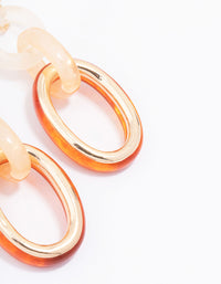 Gold Mixed Circle Link Drop Earrings - link has visual effect only