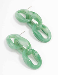 Green Chunky Chain Link Drop Earrings - link has visual effect only