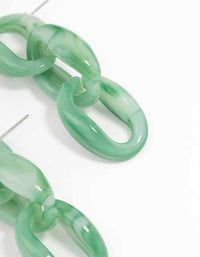 Green Chunky Chain Link Drop Earrings - link has visual effect only