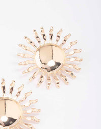 Gold Large Wavy Sun Stud Earrings - link has visual effect only