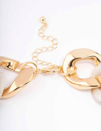 Gold Acrylic Mixed Link Short Necklace - link has visual effect only