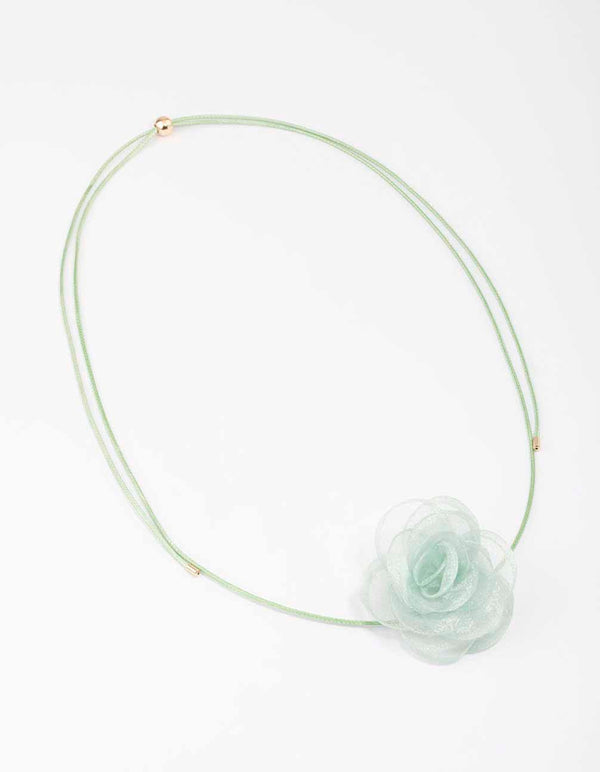 Mint Cord Flower Choker