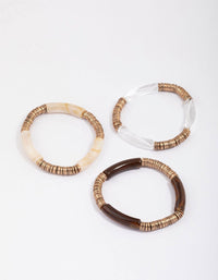 Gold Stacked Disc Stretch Bracelet 3-Pack - link has visual effect only