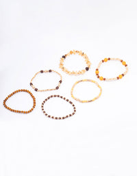 Gold Mixed Beaded Stretch Bracelet 6-Pack - link has visual effect only