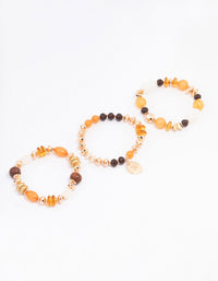 Gold Mixed Beaded Stretch Bracelet 3-Pack - link has visual effect only