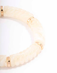 Cream Acrylic Twisted Stretch Bracelet - link has visual effect only