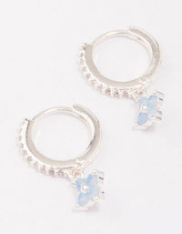 Silver Cubic Zirconia Flower Huggie Earrings - link has visual effect only