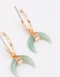 Gold Green Aventurine Horn Hoop Earrings - link has visual effect only