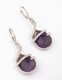 Silver Amethyst Snake Wrapped Drop Earrings - link has visual effect only