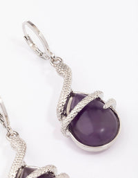 Silver Amethyst Snake Wrapped Drop Earrings - link has visual effect only