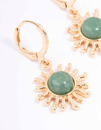 Gold Green Aventurine Sun Huggie Earrings - link has visual effect only