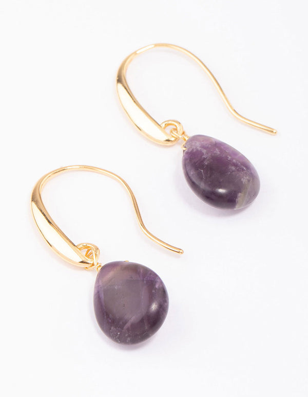 Gold Plated Amethyst Droplet Drop Earrings