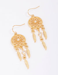 Gold Plated Dream Catcher Drop Earrings - link has visual effect only