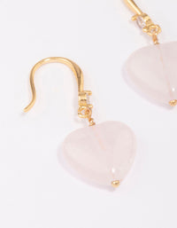 Gold Plated Rose Quartz Heart Drop Earrings - link has visual effect only