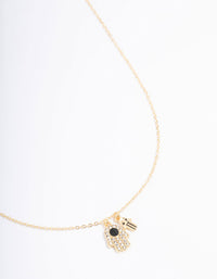 Gold Plated Hamsa Charm Cubic Zirconia Necklace - link has visual effect only