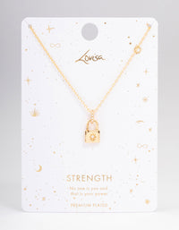 Gold Plated Mini Lock Pendant Necklace - link has visual effect only