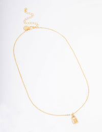 Gold Plated Mini Lock Pendant Necklace - link has visual effect only