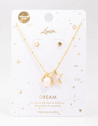 Gold Plated Star Charm Necklace & Earring Jewellery Set - link has visual effect only