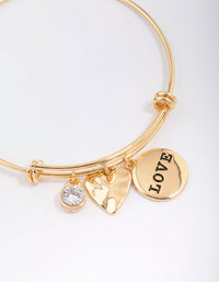 Gold Plated Disc Charm Bangle - link has visual effect only