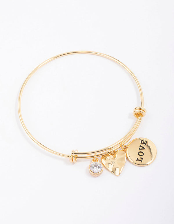 Gold Plated Disc Charm Bangle