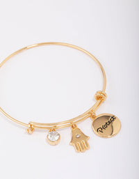 Gold Plated Disc Charm Bangle - link has visual effect only