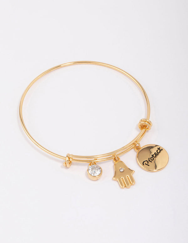 Gold Plated Disc Charm Bangle