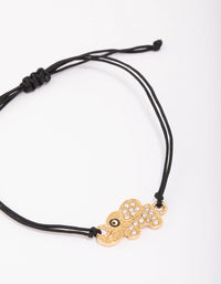 Black Elephant Cubic Zirconia Adjustable Cord Bracelet - link has visual effect only