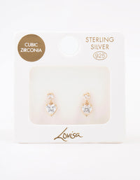 Gold Plated Sterling Silver Heart Cubic Zirconia Stud Earrings - link has visual effect only