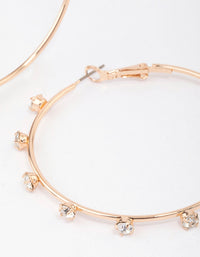 Gold Diamante Station Hoop Earrings - link has visual effect only