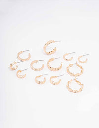 Gold Twisted Chain Hoop Earring 6-Pack - link has visual effect only