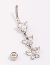 Surgical Steel Heart Butterfly Drop Belly Piercing - link has visual effect only