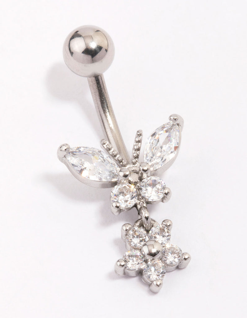 Surgical Steel Butterfly & Flower Belly Piercing - Lovisa