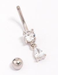 Surgical Steel Cubic Zirocnia Pear Drop Belly Piercing - link has visual effect only