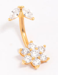 Gold Plated Surgical Steel Flower Leaf Belly Piercing - link has visual effect only