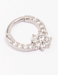 Surgical Steel Cubic Zirconia Flower Clicker Ring - link has visual effect only