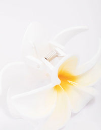 White Frangipani Flower Hair Claw Clip - link has visual effect only