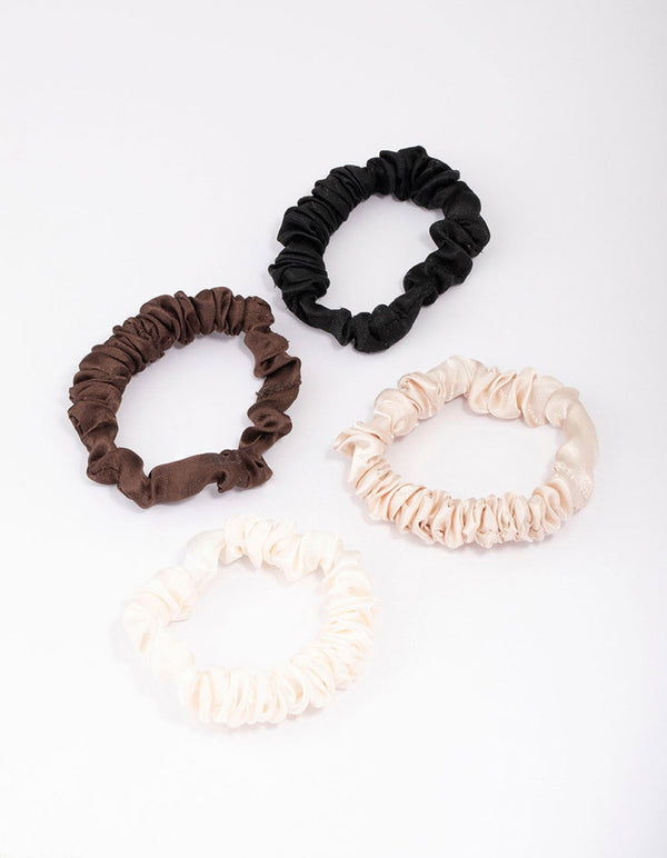 Neutral Thin Fabric Scrunchie 4-Pack