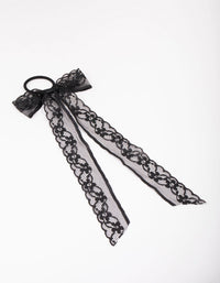 Black Lace Bow Hair Tie - link has visual effect only