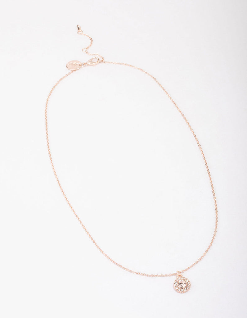 Rose Gold Crystal Halo Pendant Necklace - Lovisa