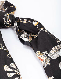 Black Fabric Regal Ornate Satin Scarf - link has visual effect only