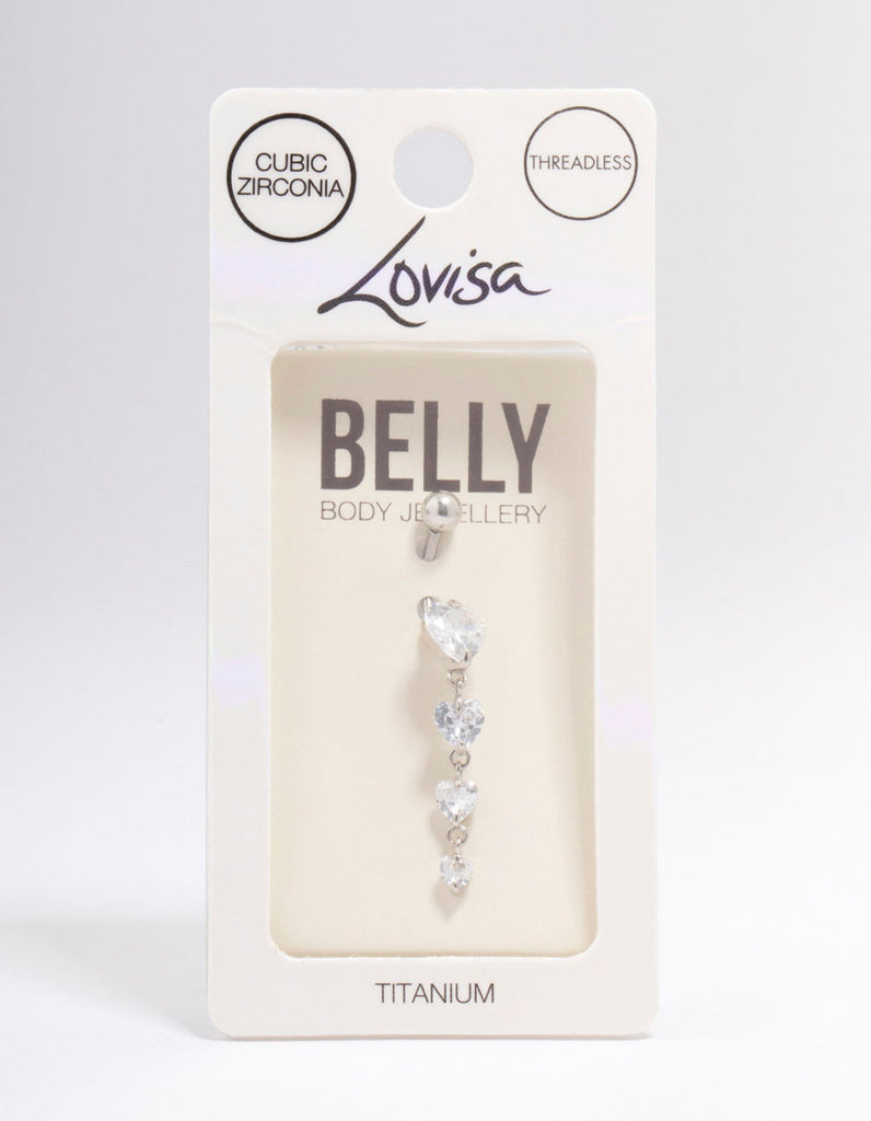 Titanium Cubic Zirconia Heart Belly Piercing - Lovisa