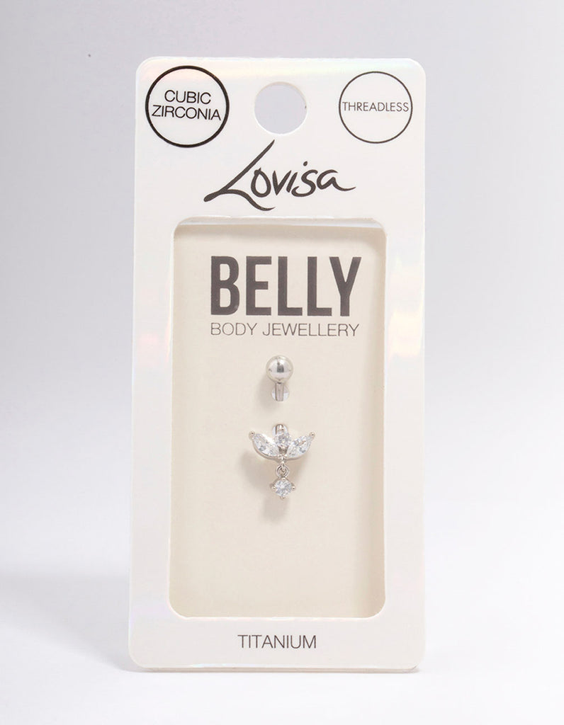 Titanium Cubic Zirconia Teardrop Dangle Belly Piercing - Lovisa