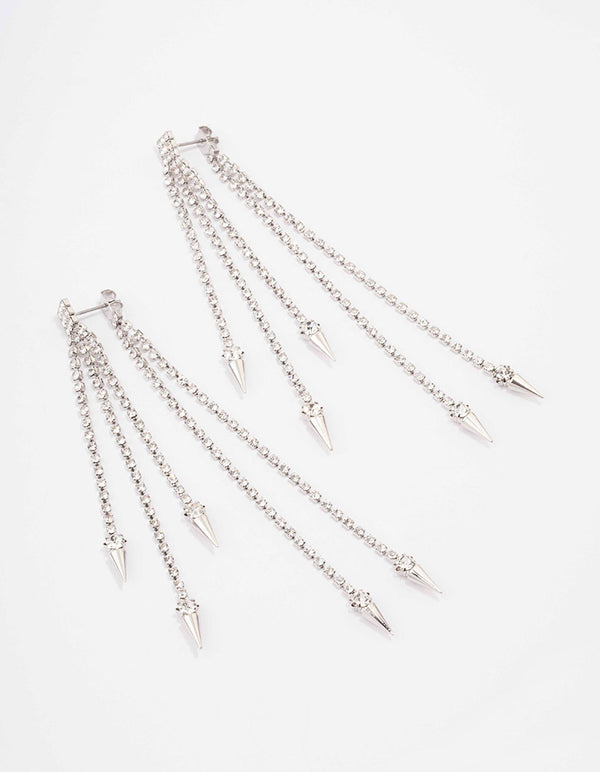 Silver Tassel Cup Chain Drop Earrings