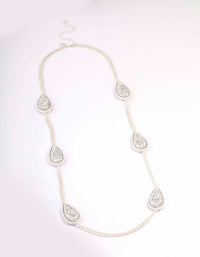 Silver Oval Long Chain Necklace - link has visual effect only