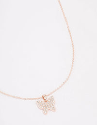 Rose Gold Pave Butterfly Pendant Necklace - link has visual effect only